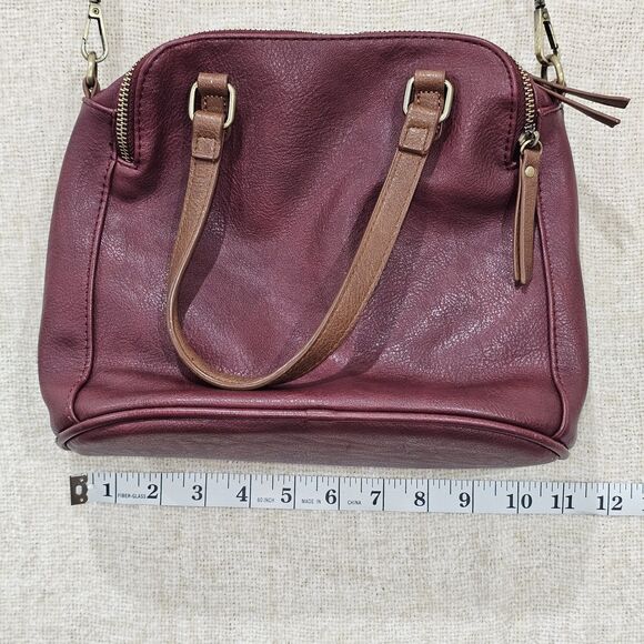 Modcloth Faux Leather Burgundy & Tan  Shoulder Handbag Crossbody Purse - Picture 13 of 14